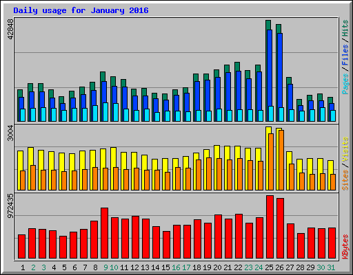 Daily usage for January 2016