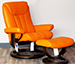 Stressless Bliss Clementine Leather Recliner Chair and Ottoman