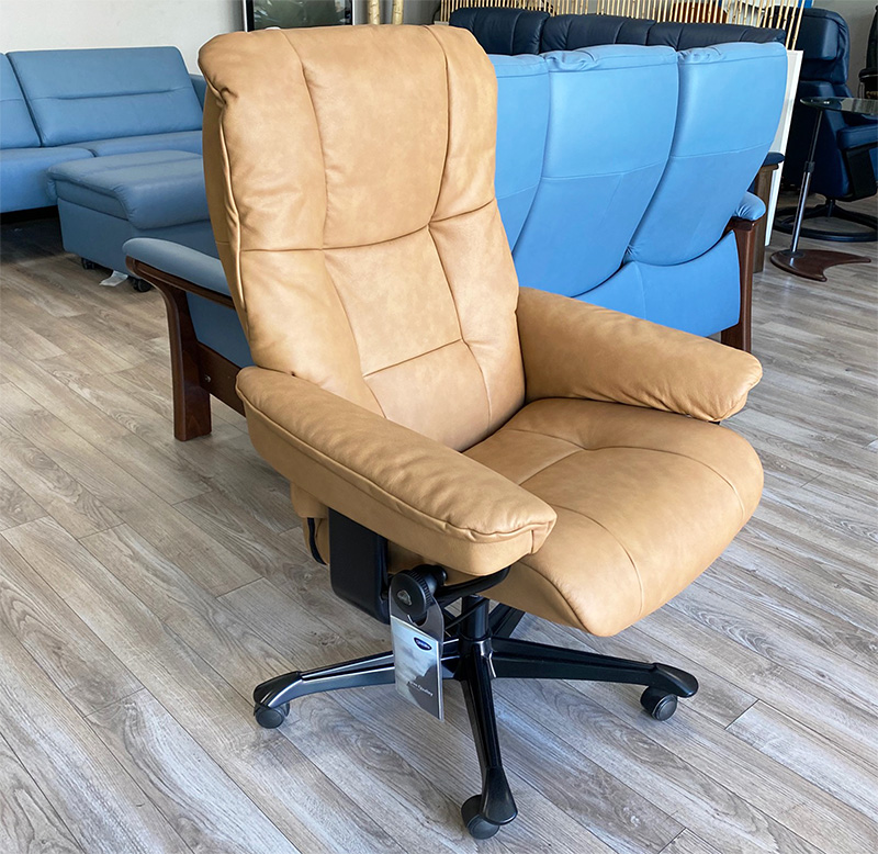 Stressless Mayfair Office Desk Chair Recliner in Paloma Taupe Leather by Ekornes