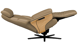 Stressless® Adam Wood Swivel Zero Gravity Power Recliner Chair in Batick Mole Leather with Sirius 5 Star Base