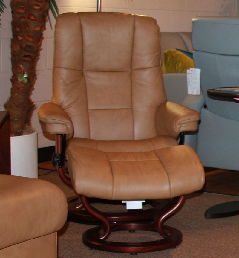 Stressless Kensington Paloma Taupe Leather Recliner Chair and Ottoman by Ekornes