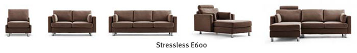 Stressless E600 Leather Sofa, LoveSeat and Longseat by Ekornes