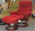 Stressless Kensington Large Cocoon Red Fabric Recliner Chair and Ottoman