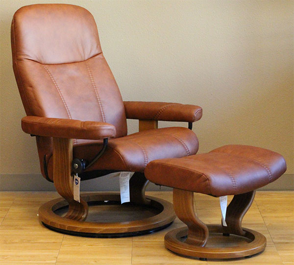 Stressless Consul Recliner Chair in Caramel Batick Leather