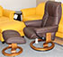 Stressless Kensington Large Mayfair Paloma Leather Recliner Chair and Ottoman