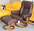 Stressless Mayfair Paloma Chocolate Leather Recliner Chair and Ottoman