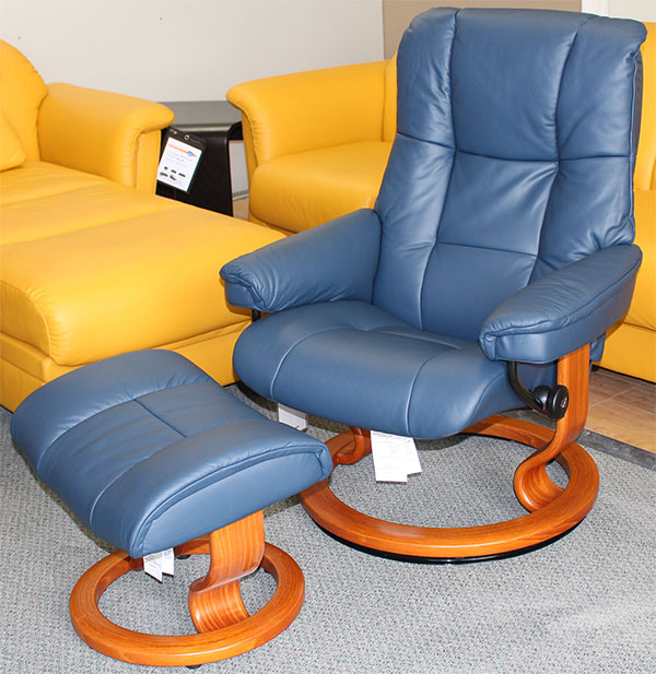 Stressless Mayfair Paloma Oxford Blue Leather by Ekornes