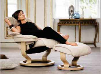 Stressless Recliner Chair Tampa in Paloma Sand / Natural Wood Finish by Ekornes