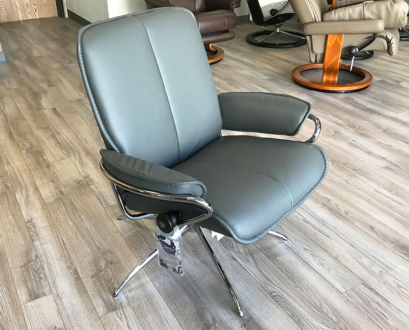 Stressless City Low Back Recliner Chair Batick Grey Leather by Ekornes