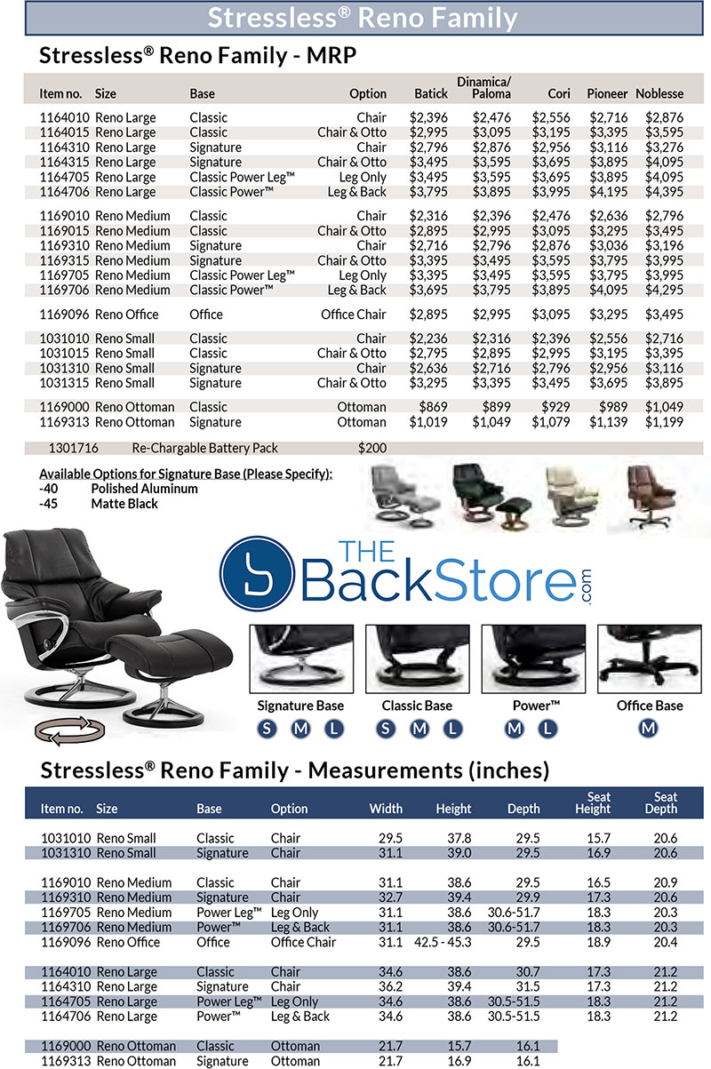 Stressless Reno Leather Recliner Chair and Ottoman from Ekornes